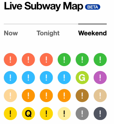 Lines with changes this weekend
