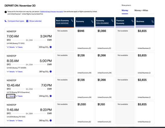 I know this a peak time on a peak day, but I have never seen J $3800+ for a nonstop SFO-EWR (Delta has $4100 on their JFK routes). 