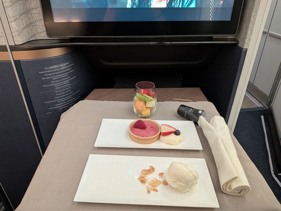 I asked for whatever desserts in addition to a fruit cup. The fruit was not as fresh/ripe as other TK flights I've taken (likely BOS catered) but the rest was the standard delicious TK dessert quality. TK seems to prioritize the quality of their sweets (I am normally not a sweets person but these desserts hit the tastebuds different at 30K ft).