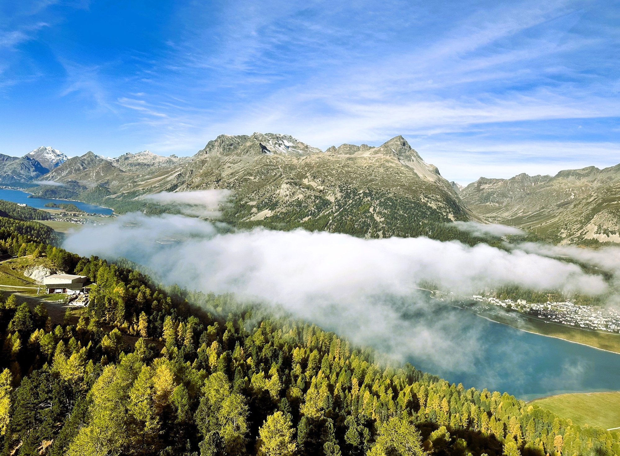 View from the cable car to Murtèl station.