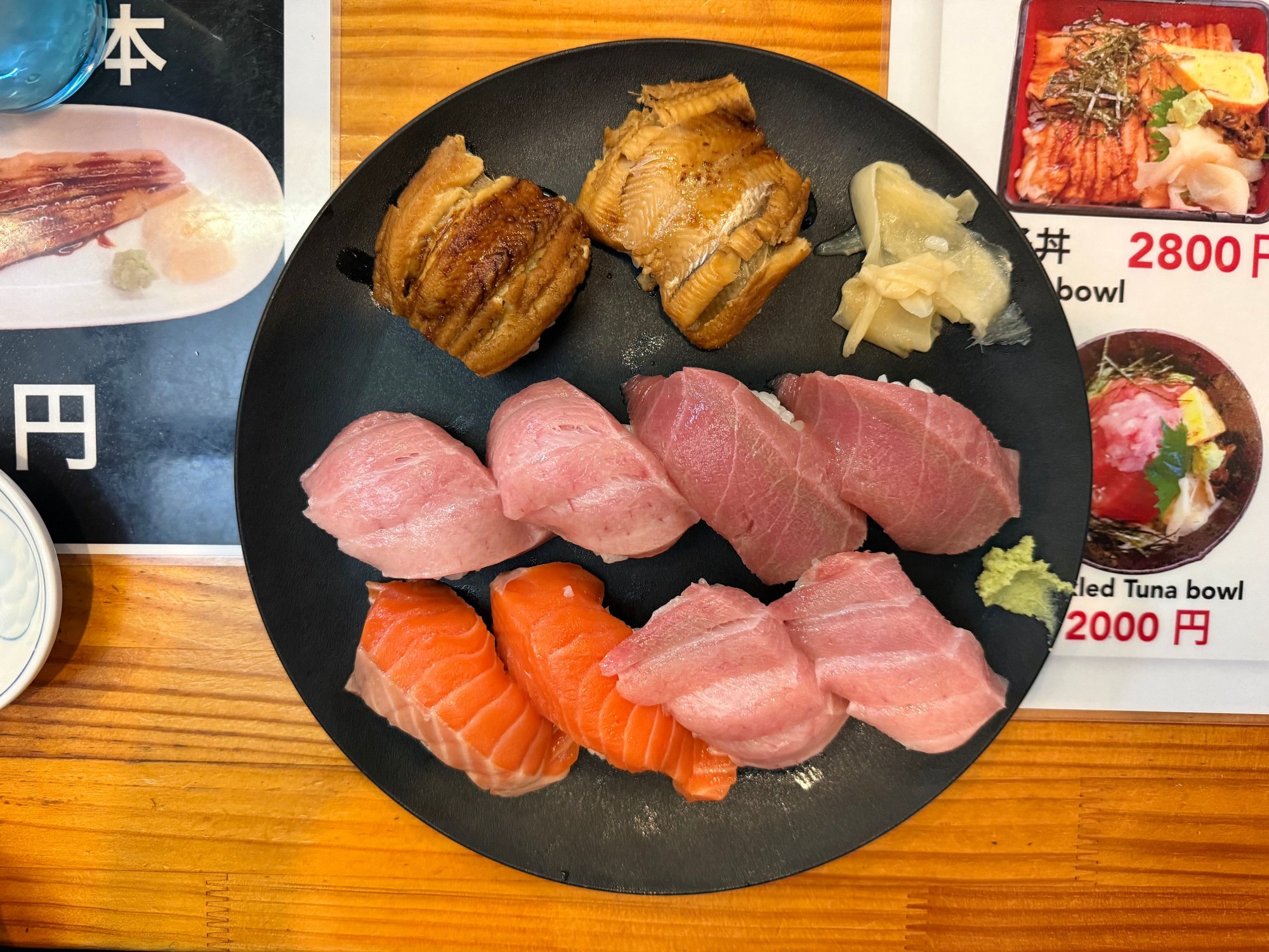 Sushi lunch @Tsukiji Market. they let us order at their streetfront counter, then relax and eat in their around-the-corner back alley restaurant space, which is closed to the public most of the time.