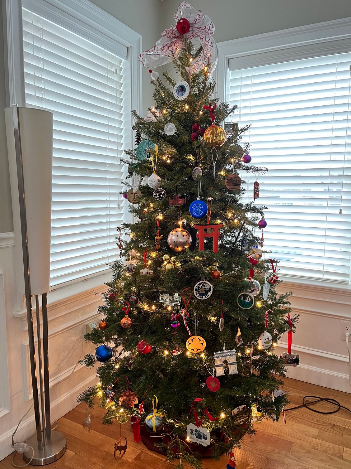 xmas tree 2025, with ornaments collected from our travels