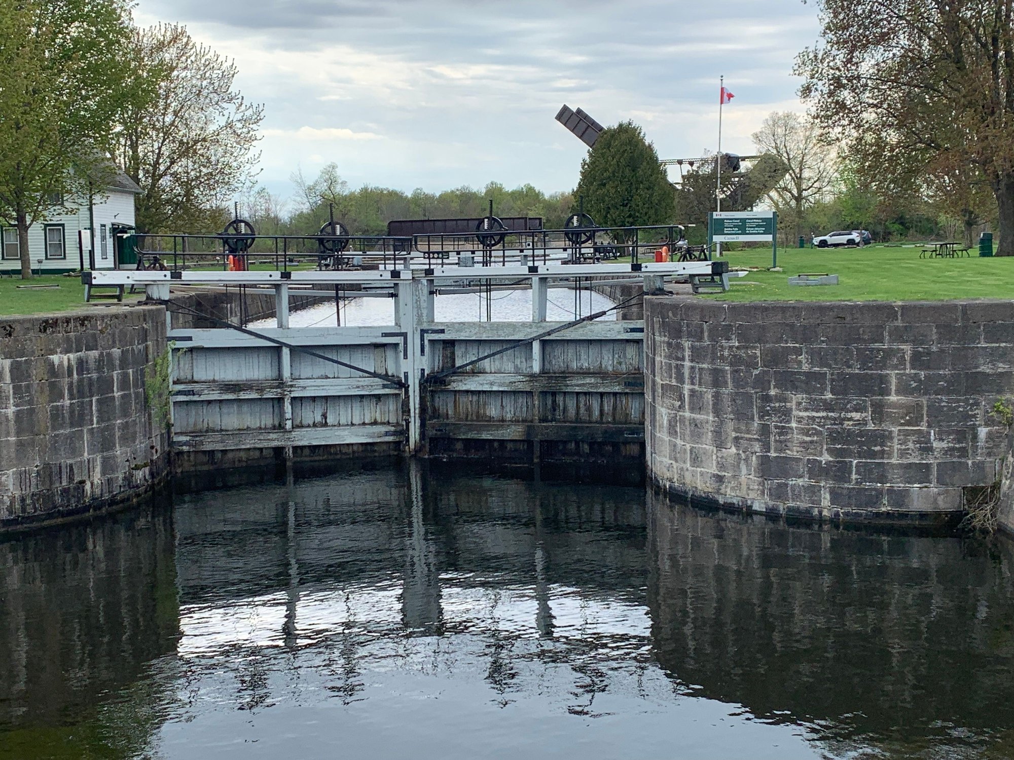 There are Combined Locks in Smiths Falls, old kept for historic beauty and new kept for purpose