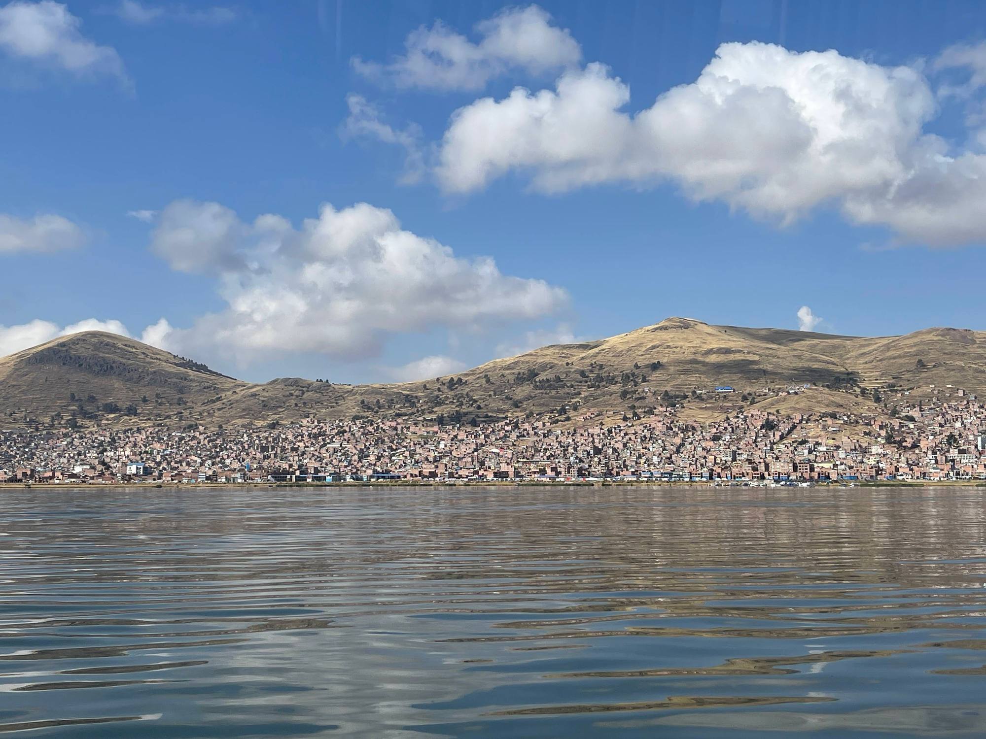 Puno city viewed from the boat ride