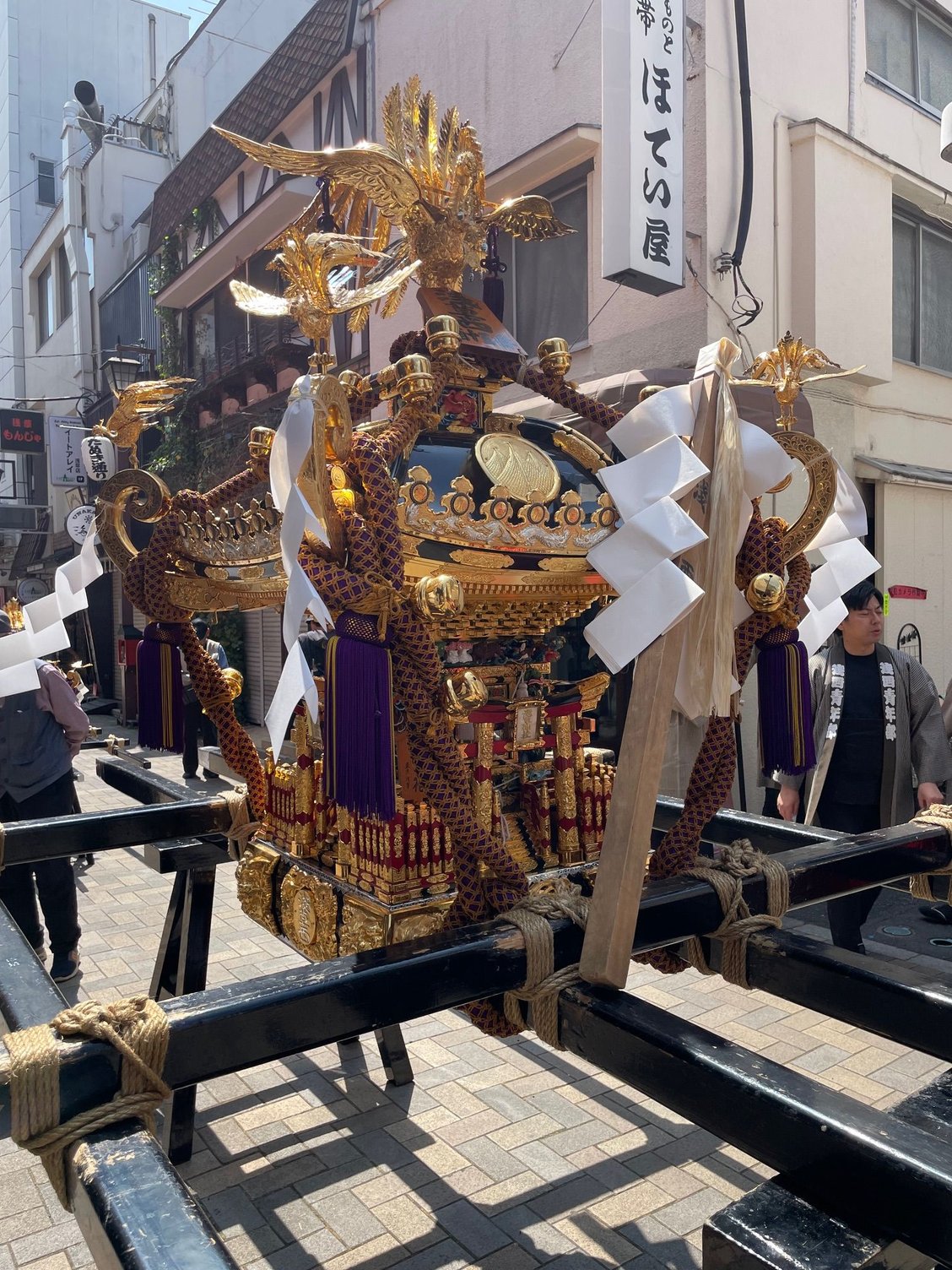 Here is one of the shrines on the stand.  I have no idea how these shrines are transported here to AsakusaSitr