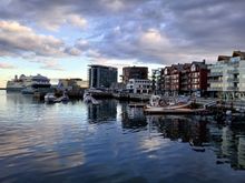 Looking back at the waterfront