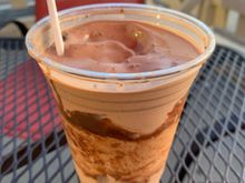 My dessert: Chocolate Overload with fudge, brownie bits and chocolate shell! Fantastic!