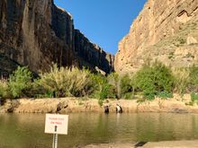 Rio Grande too high to cross so you must get wet to do the trail. We passed.