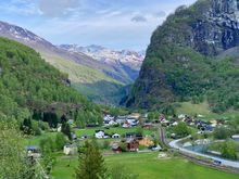 View from our rental house,  up the Flåm valley 