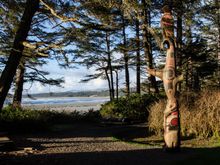 This totem pole behind Wick Beach was the exact site of one wolf attack.
