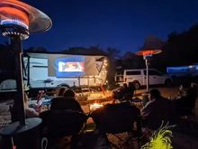 We watched a movie u der the stars last night.