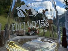 Drinks at Rifugio Edelweiss, accessible from the Colfosco lift 