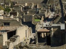 Archaeologists were using that tall ladder featured in the top right corner above (below tree). They utilized it to remove loads of rubble up to waiting vehicles. Note that the modern city of Ercolano still covers the majority of the Herculaneum site. Modern tech will no doubt aid our understanding of just what exactly is still waiting to be excavated.