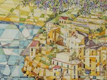 Although most ceramics are made in Vietri, one sees examples all across the coast. Shown here, the town of Minori as depicted by a talented artist.
