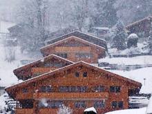 Posting a little early today...

December 10. Snow falling on chalets, Grindelwald, Switzerland.