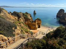 Beautiful area in Lagos, 10 minute walk from our hotel.  We walked 100 steps down and gave up since we had all those stairs to go back up. 