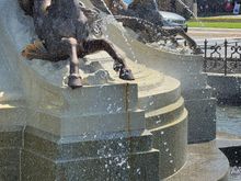 The fountain on the main street. 