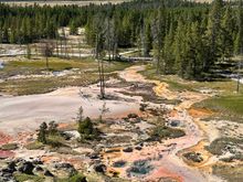 Looking down at Artist Paintpots from the upper viewpoint 