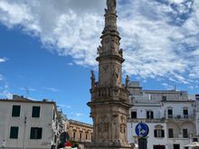 The Spire of Sant'Oronzo, dedicated to Saint Orontius of Lecce, located between the Piazza della Liberta and the Piazza Sant'Oronzo. Saint Oronzo, a Christian martyr, was considered to be the first bishop of Lecce. 