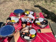 Breakfast spread while out on a drive.