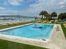 Heated pool at hotel Eurostars La Toja; they also have an indoor pool and spa