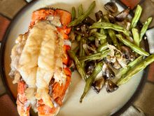 After stuffed mushroom and cheese appetizers, the main course!