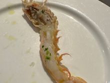 This is one of the scampi.....barely cooked and delicious...I asked if they were gamberoni and he admonished me:  No, no gamberoni!!!   Scampi!!)