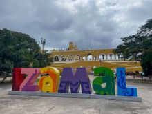 There it is, right behind the Izamal sign.