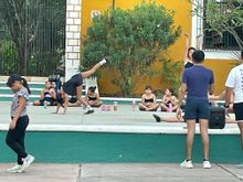 Had to end with this, at the La Candelaria Square.  There was a dance class for about 30 young girls and it was a hoot watching them.  Didn't take to many pictures but it was another of those Mexican moments.  Outside, no fancy leotards, on a concrete slab but kicking it up.