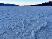 Sunset at Badwater Basin where you can see the salt formation