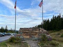 At the border crossing, waiting for US border to open 