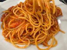 My partner liked very much his tomato/seafood spaghetti