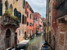 One of the many back canals on our walk from our hotel to Ca' Rezzonico