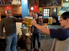 Friends of ours own a German pub. Today’s stein hold competitors. (My husband is the one wearing Chacos.) 