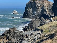 Here is a view of Wedding Rock.  Don't know the reason for the name but you can climb it.