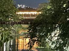 This is a great shot, I saw that because the canal is not the most lovely looking waterway, but I caught it lit up and reflected.  I like it