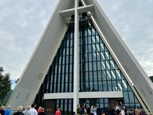 Famous Tromsø church. Tromsø is 200 miles north of the Arctic Circle.