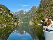 Trollfjord! In talking to a lady expedition leader who has been to this particular fjord 12 times, she said she has never had a sunny day. So lucky!