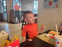  The "Little Devil " , he always wants Chicken Nuggets, and then he  plays a lot
in the Play Area.