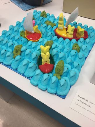 Example of the Peep Show at the Art Museum. This is titled, “The Peep Blue Sea”