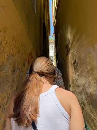Entering Alfama up the stairs of a very narrow street!