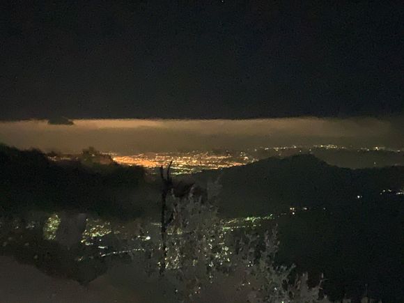 The lights of Guatemala City in the distance from base camp on Acatenango.