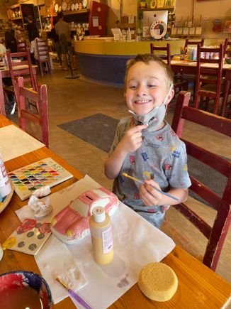 Someone loved his grandma day. Got to do exactly what he wanted. He wears the mask everywhere, no issues.  He told me he is getting the vaccine when he can because he’s “looked at all the risks.”  He looks 8 right?? Not 28 like he sounds. 