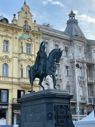 Josip Jelacic was an early governor and hero of Zagreb. This statue we hidden during the Tito years.
