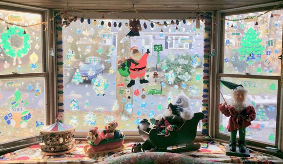 My bay window had to be kitten proofed this year so not everything was put out