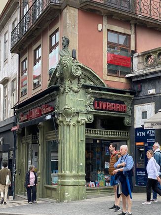 The Art Nouveau-style shops opposite one another 