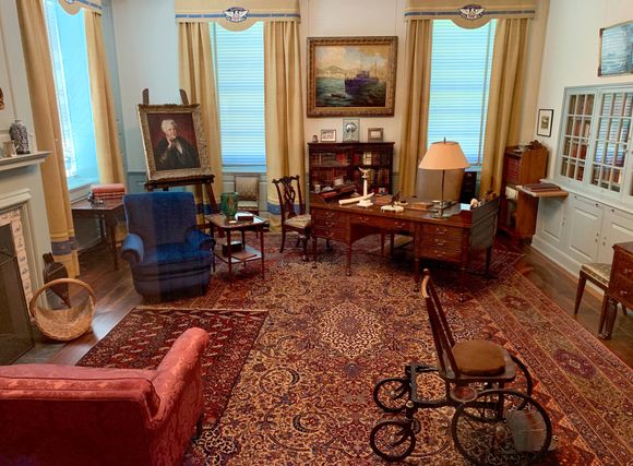 His study inside the library which was opened  during him his presidency and where he actually spent a fair amount of time when out of Washington DC. 