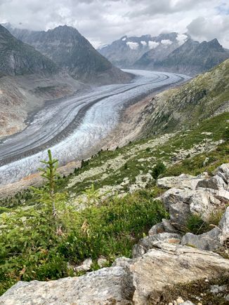 Longest glacier in the alps at 13 miles but receding quickly 
