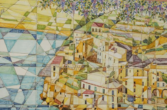 Although most ceramics are made in Vietri, one sees examples all across the coast. Shown here, the town of Minori as depicted by a talented artist.