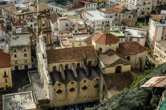 Soon, one gets a great view of the church S. Trophimena down below. That is at the lookout called Mortella, which oddly enough is by some myrtle trees.